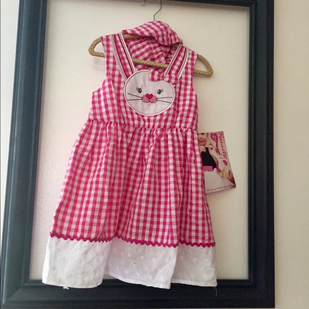 NWT 2T (2) Girl Pink Bunny Gingham Dress